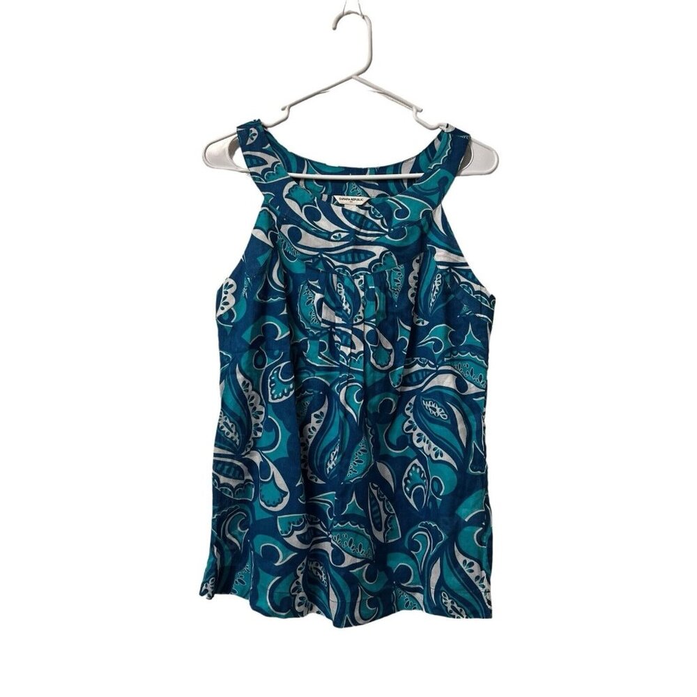 Banana Republic Women Blue Tank Top Paisley Halter Neck Size Small‎ Modern City